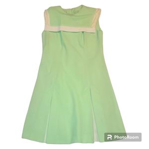 Vintage dress authentic 60's green  polyester sleeveless sz Medium